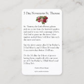 カトリック教のNovenaカードI St.テレーズ少し花 名刺 (裏面)