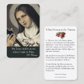 カトリック教のNovenaカードI St.テレーズ少し花 名刺 (正面/裏面)