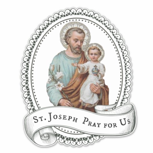 カトリック教会の聖ヨセフと子イエスの宗教 シール (正面)