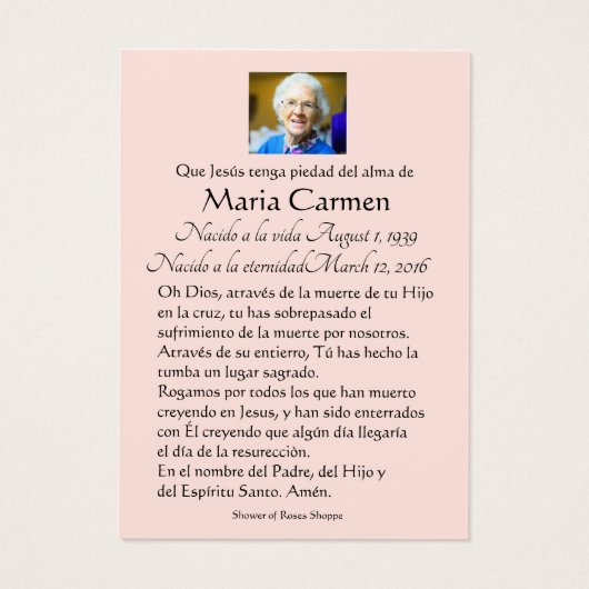 カトリック教会の聖母スペインの葬儀 (裏面)