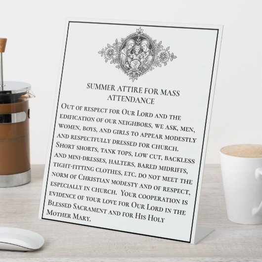 カトリック教会の質素な服装ガイドライン 台座サイン (インサイチュ)
