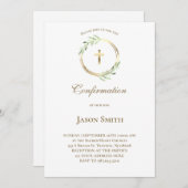 カトリック教会の金ゴールドサークル離れ緑 招待状 (正面/裏面)
