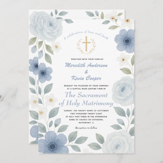 カトリック教会の集団宗教結婚教会 招待状 (正面/裏面)