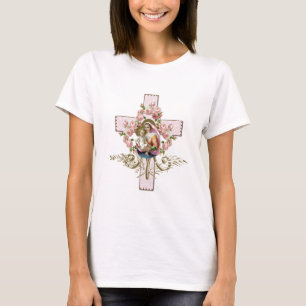 カトリック教会イエスメリークロス宗教フローラ Tシャツ