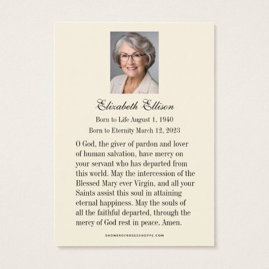 カトリック教会クロス葬儀メモリアル祈りの言葉 (裏面)