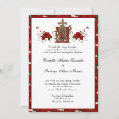 カトリック教会グアダルーペ宗教赤結婚バラ 招待状 (正面)