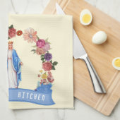 カトリック教徒によって聖母マリアの賛美される宗教花柄 キッチンタオル (四つ折り)