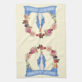 カトリック教徒によって聖母マリアの賛美される宗教花柄 キッチンタオル (縦)