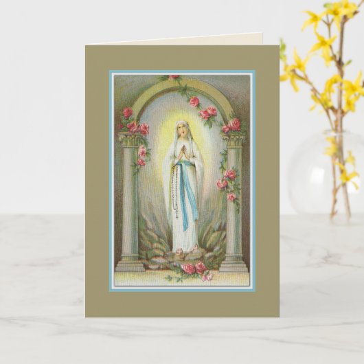 カトリック教徒によって聖母マリア賛美されるルルドの神聖な数珠 カード (黄色い花)