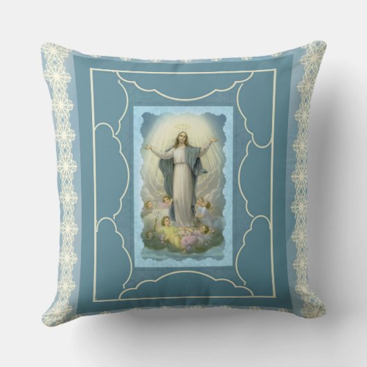 カトリック教徒によって賛美される聖母マリアの仮定の天使 クッション (裏面)