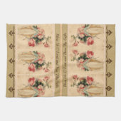 カトリック教徒によって賛美される聖母マリアの花柄の祈りの言葉 キッチンタオル (横)