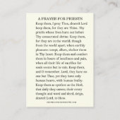 カトリック教徒の聖職者のための祈りの言葉 プレイスカード (裏面)