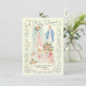 カトリック教派ヴィンテージベビーガールシャワー 招待状 (スタンド正面)