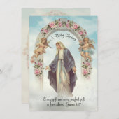 カトリック教派ヴィンテージ赤ちゃんシャワー 招待状 (正面/裏面)