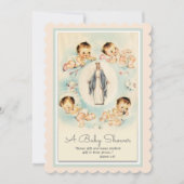 カトリック教派ヴィンテージ赤ちゃんシャワー 招待状 (正面)