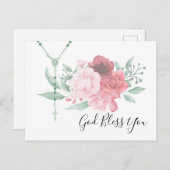 カトリック数珠バラ宗教フローラ神の祝福 ポストカード (正面/裏面)