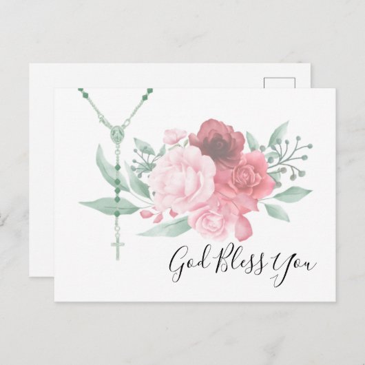 カトリック数珠バラ宗教フローラ神の祝福  ポストカード (正面/裏面)