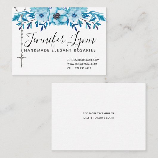 カトリック数珠宗教青フローラ 名刺 (正面/裏面)
