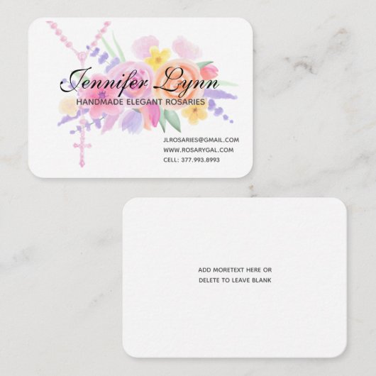 カトリック数珠水彩宗教フローラ 名刺 (正面/裏面)