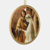 カトリック新郎新婦メアリーセントジョセフ金ゴールド セラミックオーナメント (右)