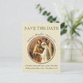 カトリック新郎新婦Mary St. Joseph日付を保存 案内ポストカード (スタンド正面)