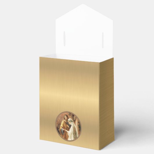 カトリック新郎新婦Mary St. Joseph金ゴールドシム フェイバーボックス (オープン)