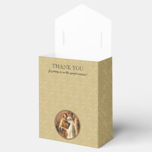 カトリック新郎新婦Mary St. Joseph金ゴールドダマスク フェイバーボックス (オープン)