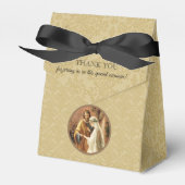 カトリック新郎新婦Mary St. Joseph金ゴールドダマスク フェイバーボックス (正面サイド)