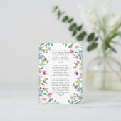 カトリック春の花妊娠祈りの言葉カード プレイスカード (スタンド正面)