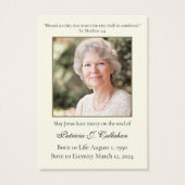 カトリック母マリア葬儀記念祈りの言葉カード (裏面)