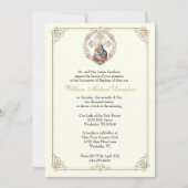 カトリック洗礼ピンクフローラメアリーイエスヴィンテージ 招待状 (正面)