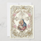 カトリック洗礼ピンクフローラメアリーイエスヴィンテージ 招待状 (裏面)