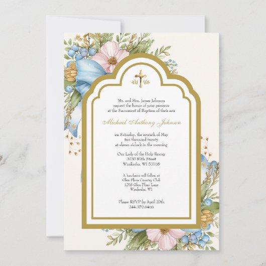 カトリック洗礼フローラマリアとイエス 招待状 (正面)