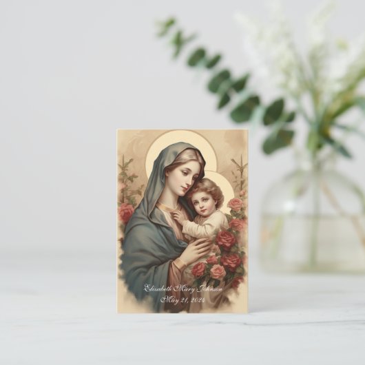 カトリック洗礼宗教母マリアとイエス プレイスカード (スタンド正面)