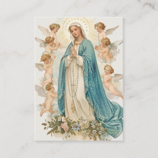 カトリック洗礼宗教母マリアと天使 プレイスカード (正面)