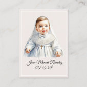 カトリック洗礼男の赤ちゃんベージュ記念カード 名刺 (正面)