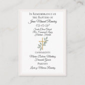 カトリック洗礼男の赤ちゃんベージュ記念カード 名刺 (裏面)