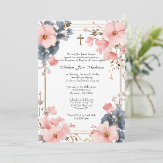 カトリック洗礼《キリスト教》洗礼式や命名式イエスス賛美マザー 招待状 (スタンド正面)