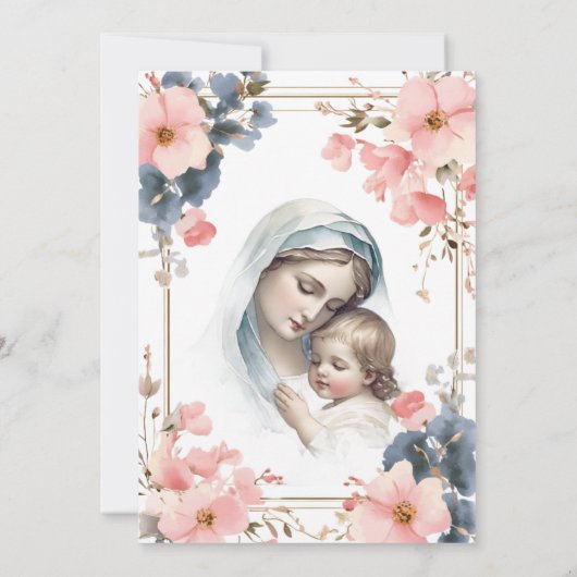 カトリック洗礼《キリスト教》洗礼式や命名式イエスス賛美マザー 招待状 (裏面)