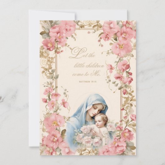 カトリック洗礼《キリスト教》洗礼式や命名式フローラ賛美マザー 招待状 (裏面)