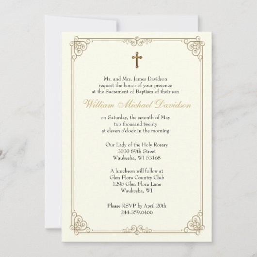 カトリック洗礼《キリスト教》洗礼式や命名式マリアとイエス 招待状 (正面)