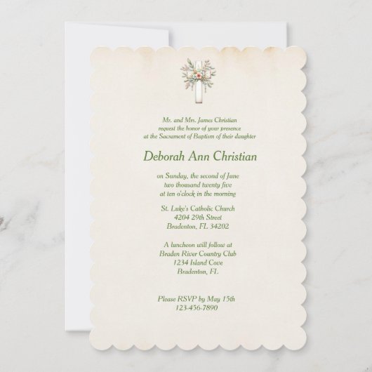 カトリック洗礼《キリスト教》洗礼式や命名式賛美マザーイエス 招待状 (裏面)