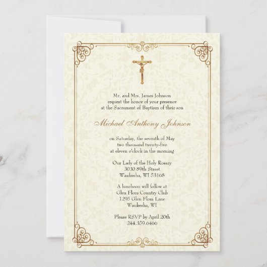 カトリック洗礼《キリスト教》洗礼式や命名式賛美マザーイエス 招待状 (正面)