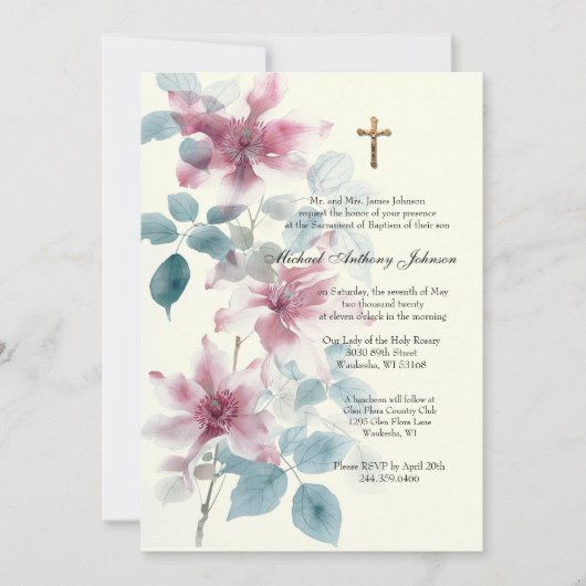 カトリック洗礼《キリスト教》洗礼式や命名式賛美マザーイエス 招待状 (正面)