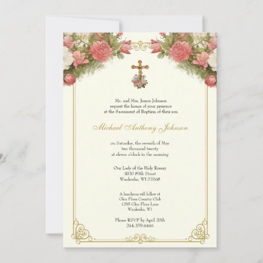 カトリック洗礼《キリスト教》洗礼式や命名式賛美マザーイエス 招待状 (正面)