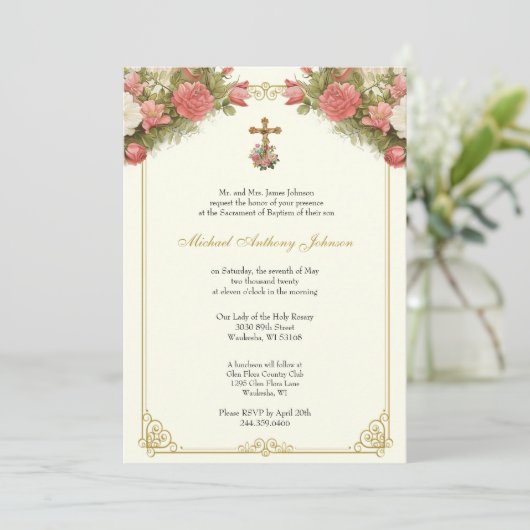 カトリック洗礼《キリスト教》洗礼式や命名式賛美マザーイエス 招待状 (スタンド正面)