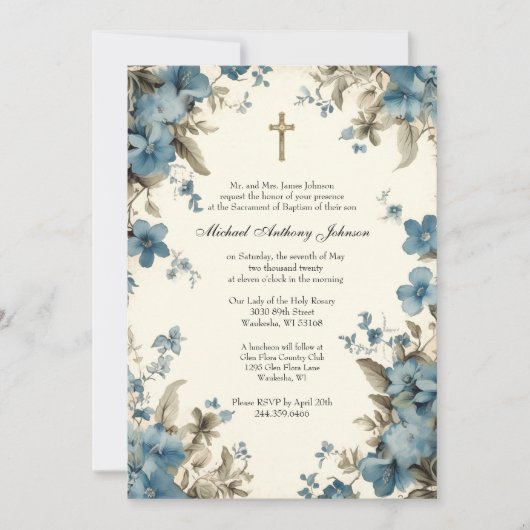 カトリック洗礼《キリスト教》洗礼式や命名式賛美マザーイエス 招待状 (正面)