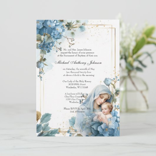 カトリック洗礼《キリスト教》洗礼式や命名式賛美マザーイエス 招待状 (スタンド正面)