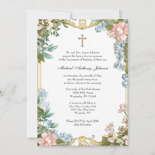 カトリック洗礼《キリスト教》洗礼式や命名式賛美マザーイエス 招待状 (正面)