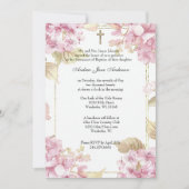 カトリック洗礼《キリスト教》洗礼式や命名式賛美マリーフローラ 招待状 (正面)